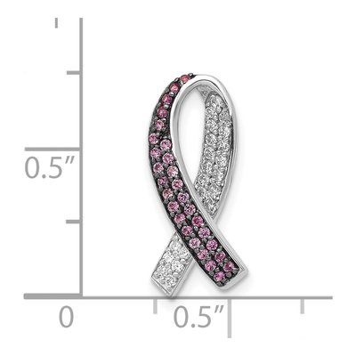 14K White Gold 1/8 ct tw Diamond Awareness Ribbon Slide Pendant – view 5