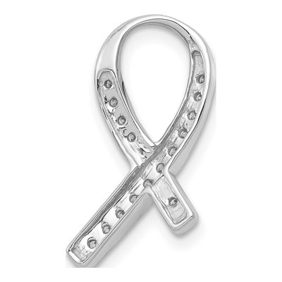 14K White Gold 1/8 ct tw Diamond Awareness Ribbon Slide Pendant – view 4