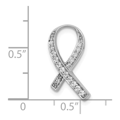 14K White Gold 1/8 ct tw Diamond Awareness Ribbon Slide Pendant – view 5
