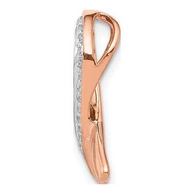 10K Rose Gold 1/10 ct tw Diamond Awareness Ribbon Slide Pendant – view 2