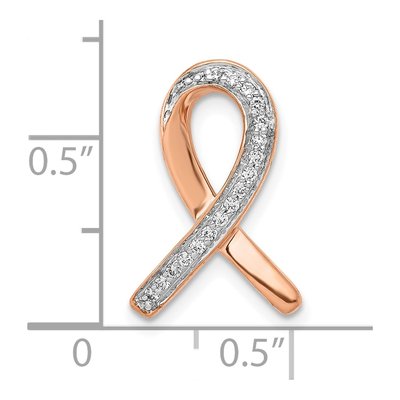 10K Rose Gold 1/10 ct tw Diamond Awareness Ribbon Slide Pendant – view 4