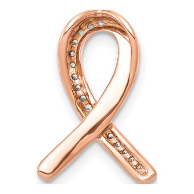 14K Rose Gold 0.09 ct tw Diamond Awareness Ribbon Slide Pendant – view 4