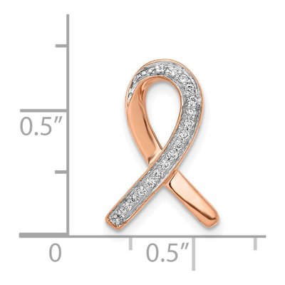 14K Rose Gold 0.09 ct tw Diamond Awareness Ribbon Slide Pendant – view 5
