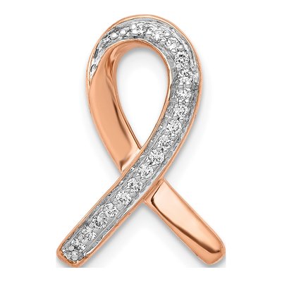 14K Rose Gold 0.09 ct tw Diamond Awareness Ribbon Slide Pendant