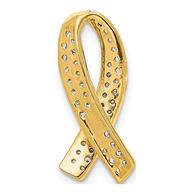14K Yellow Gold 1/3 ct tw Diamond Awareness Ribbon Slide Pendant – view 4