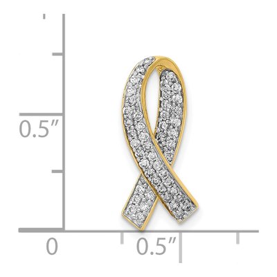 14K Yellow Gold 1/3 ct tw Diamond Awareness Ribbon Slide Pendant – view 5