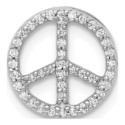 14K White Gold 1/6 ct tw Diamond Peace Sign Slide Pendant