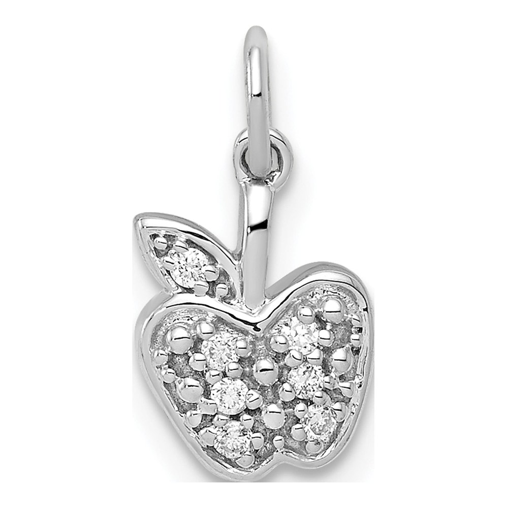 14K White Gold Diamond Apple Pendant