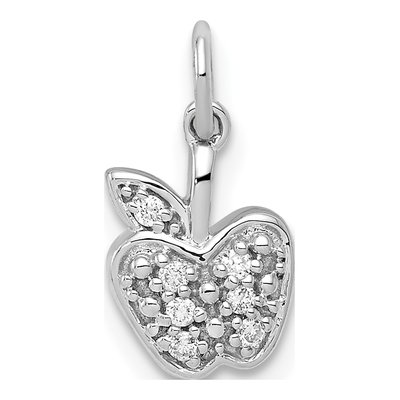 14K White Gold Diamond Apple Pendant