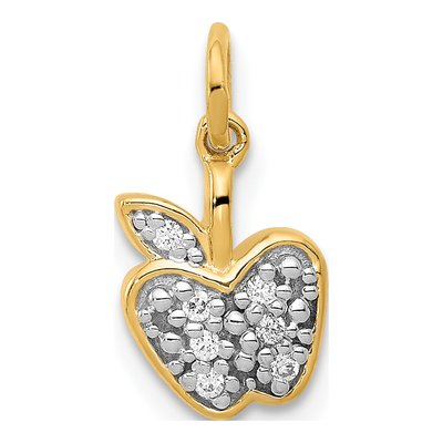 14K Yellow Gold Diamond Apple Pendant