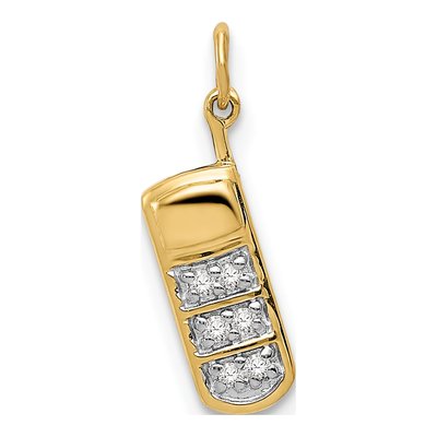 14K Yellow Gold Diamond Cell Phone Charm