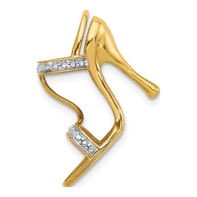 14K Yellow Gold Diamond High Heel Shoe Pendant