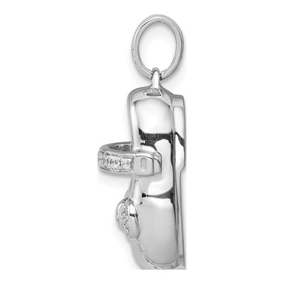 14K White Gold 1/10 ct tw Diamond Baby Shoe Pendant – view 3