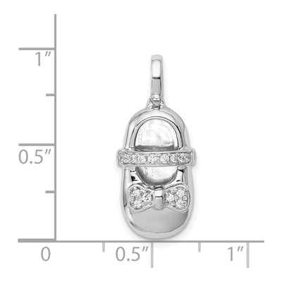 14K White Gold 1/10 ct tw Diamond Baby Shoe Pendant – view 5