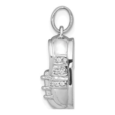 14K White Gold 1/20 ct tw Diamond Baby Boy Shoe Pendant – view 2