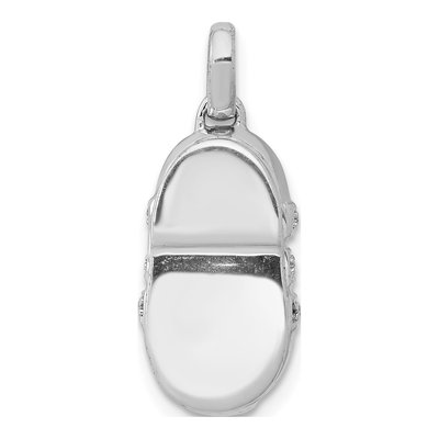 14K White Gold 1/20 ct tw Diamond Baby Boy Shoe Pendant – view 3