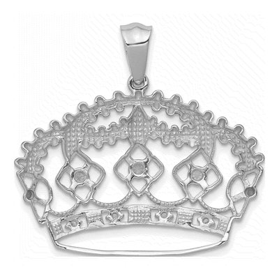 14K White Gold 1/5 ct tw Diamond Crown Pendant – view 4