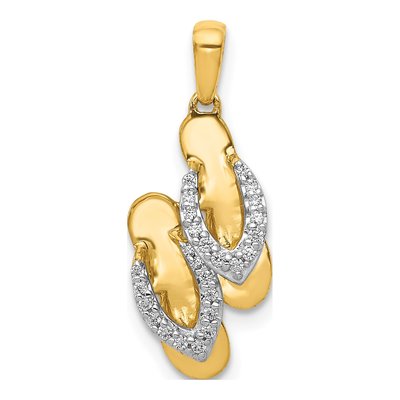 14K Yellow Gold 0.09 ct tw Diamond Flip Flops Charm
