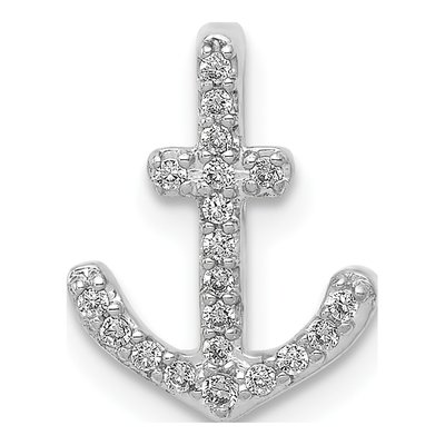 14K White Gold 1/10 ct tw Diamond Anchor Slide Pendant