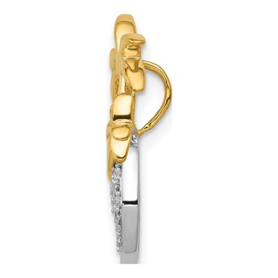 14K Two-Tone Gold 1/10 ct tw Diamond Palm Tree Wave Slide Pendant – view 3