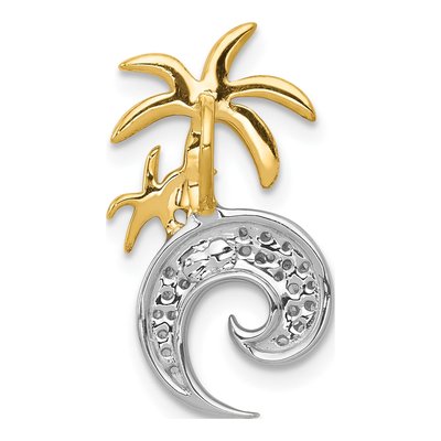 14K Two-Tone Gold 1/10 ct tw Diamond Palm Tree Wave Slide Pendant – view 4