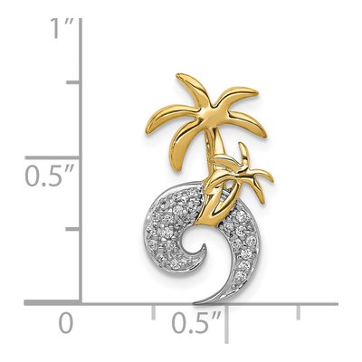 14K Two-Tone Gold 1/10 ct tw Diamond Palm Tree Wave Slide Pendant – view 5