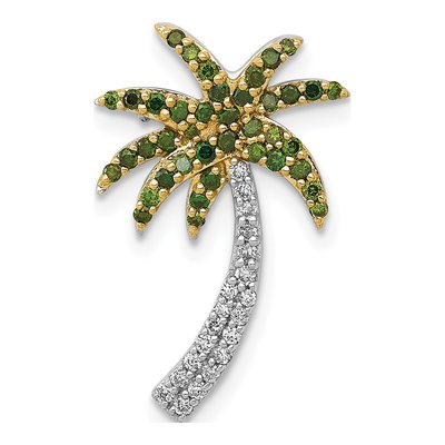 14K White Gold 1/4 ct tw Diamond Palm Tree Slide Pendant