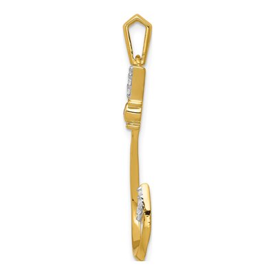 14K Yellow Gold 1/8 ct tw Diamond Fish Hook Pendant – view 3