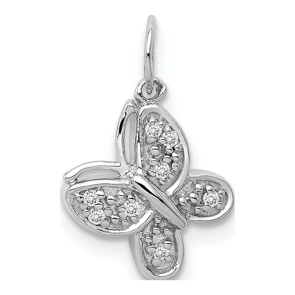 14K White Gold Diamond Butterfly Pendant