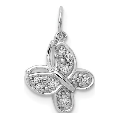 14K White Gold Diamond Butterfly Pendant