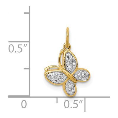 14K Yellow Gold Diamond Butterfly Charm – view 5