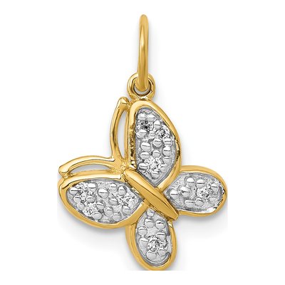 14K Yellow Gold Diamond Butterfly Charm