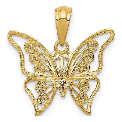 10K Yellow Gold 1/20 ct tw Diamond Butterfly Pendant – view 3