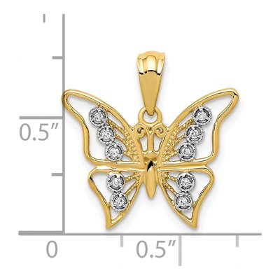 10K Yellow Gold 1/20 ct tw Diamond Butterfly Pendant – view 4