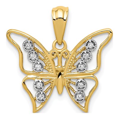 10K Yellow Gold 1/20 ct tw Diamond Butterfly Pendant