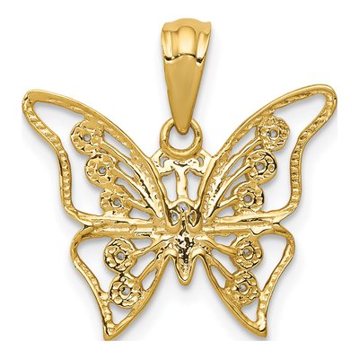 14K Yellow Gold 1/20 ct tw Diamond Butterfly Pendant – view 4