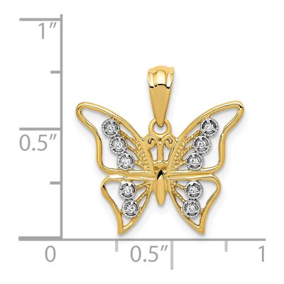 14K Yellow Gold 1/20 ct tw Diamond Butterfly Pendant – view 5