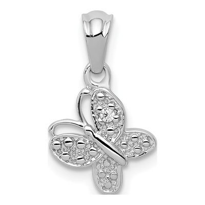 14K White Gold Diamond Butterfly Pendant