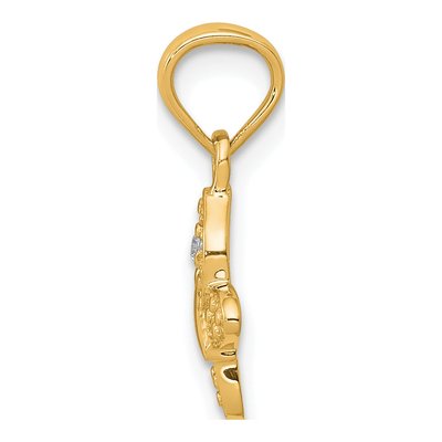 14K Yellow Gold Diamond Butterfly Pendant – view 3