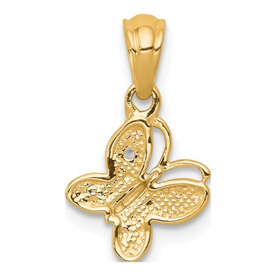 14K Yellow Gold Diamond Butterfly Pendant – view 4