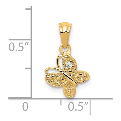 14K Yellow Gold Diamond Butterfly Pendant – view 5