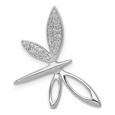 14K White Gold 1/10 ct tw Diamond Dragonfly Slide Pendant