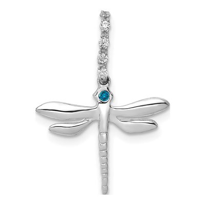 14K White Gold 1/15 ct tw Diamond Dragonfly Pendant
