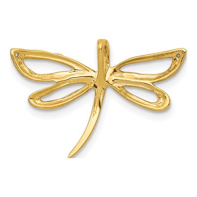 14K Yellow Gold Diamond Dragonfly Slide Pendant – view 3