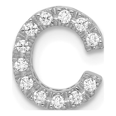 14K White Gold 1/8 ct tw Diamond Letter C Charm