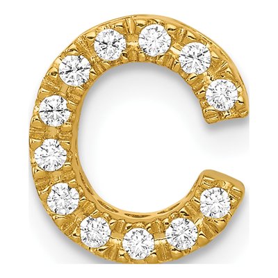 14K Yellow Gold 1/8 ct tw Diamond Letter C Charm