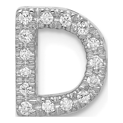 14K White Gold 1/7 ct tw Diamond Letter D Charm
