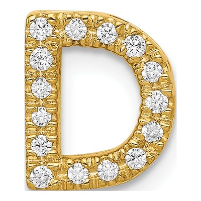 14K Yellow Gold 1/7 ct tw Diamond Letter D Charm