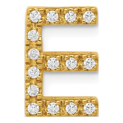 14K Yellow Gold 1/7 ct tw Diamond Letter E Charm