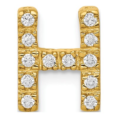 10K Yellow Gold 1/8 ct tw Diamond Letter H Charm